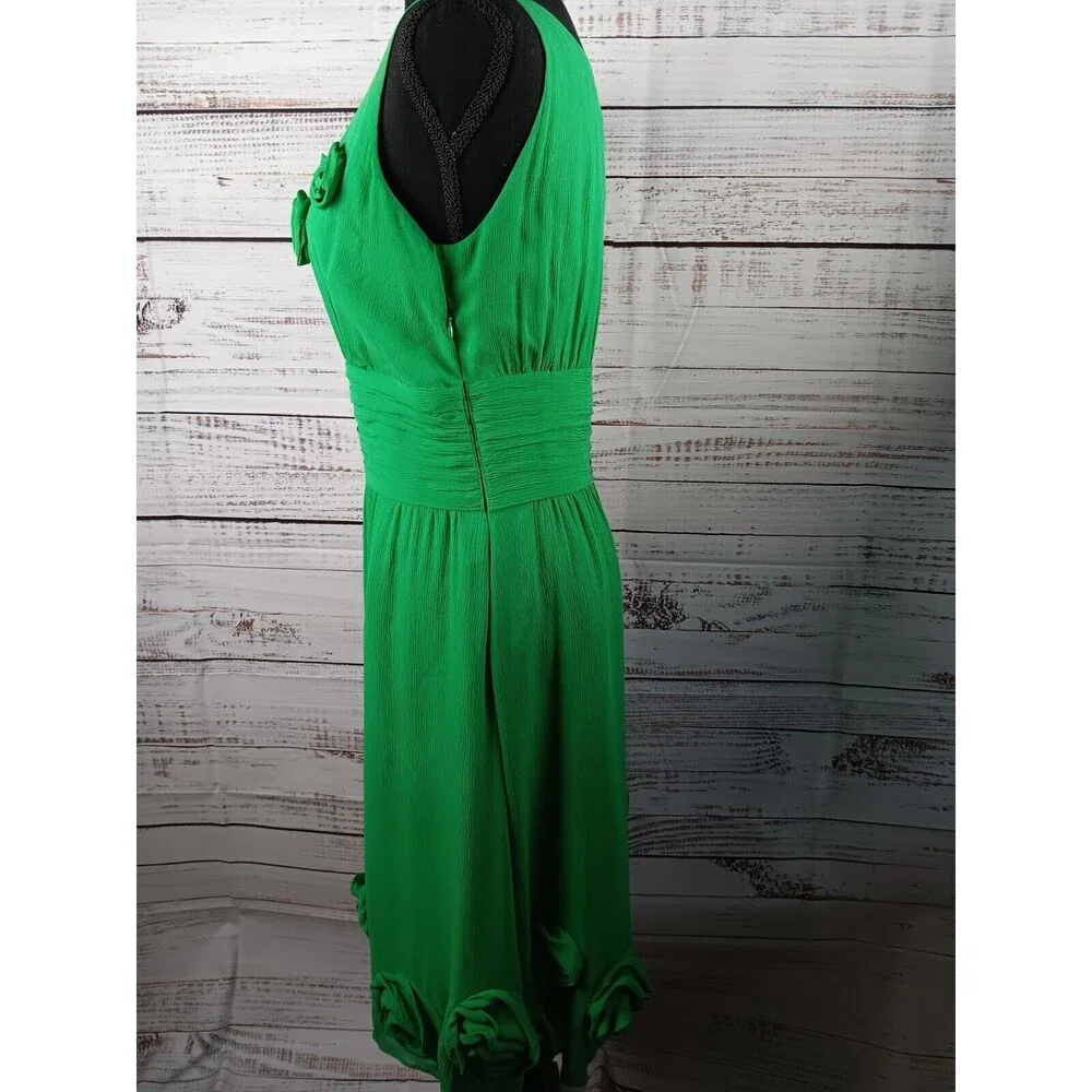 Boden Emerald Green Sleeveless Midi Dress with Rosette Trim - Picture 4 of 10